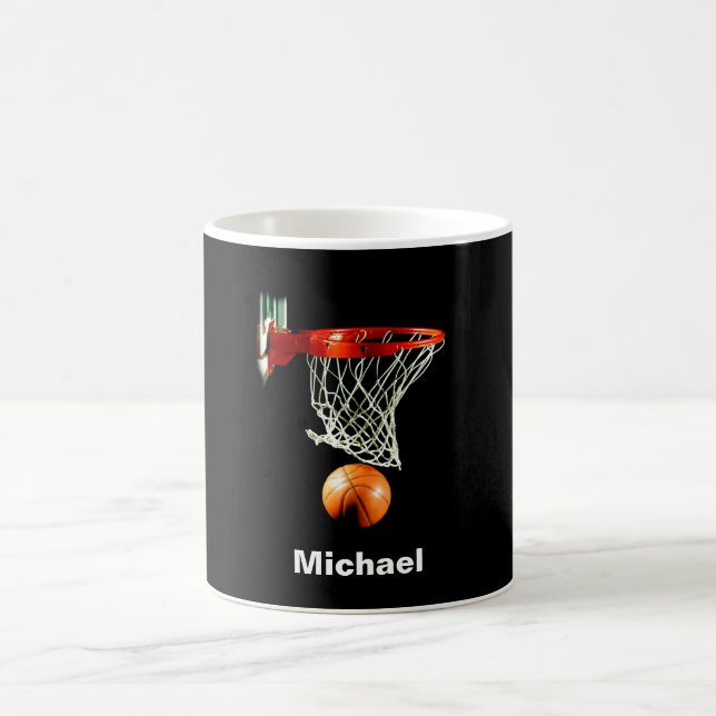 Caneca De Café Substitua o basquete pelo seu nome (Centro)