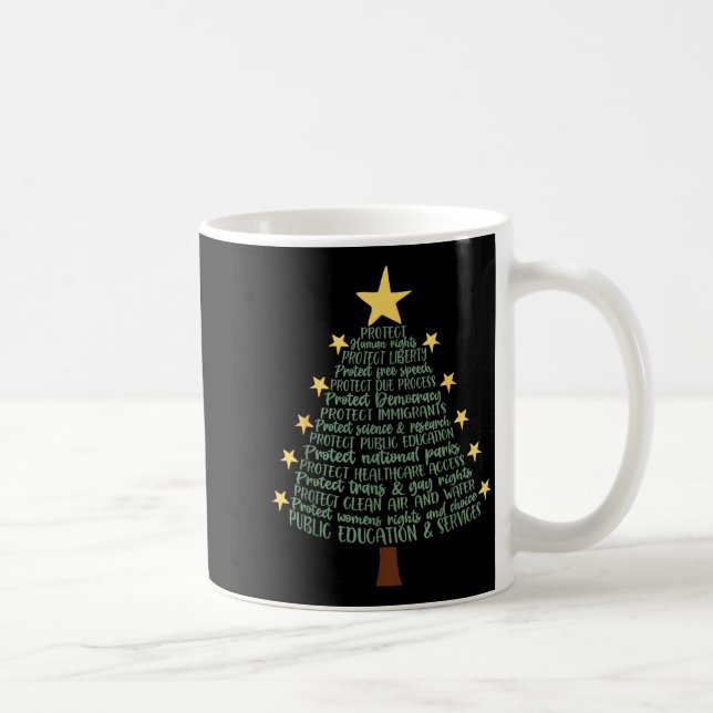 Caneca De Café Subtle Anti Trump Funny Christmas Tree  (Direita)