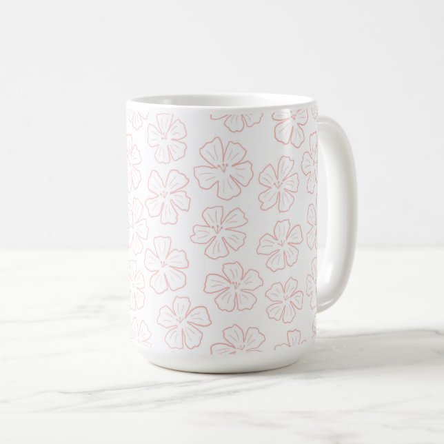 Caneca De Café Subtle romantic outline floral design. wrapping pa (Frente Esquerda)