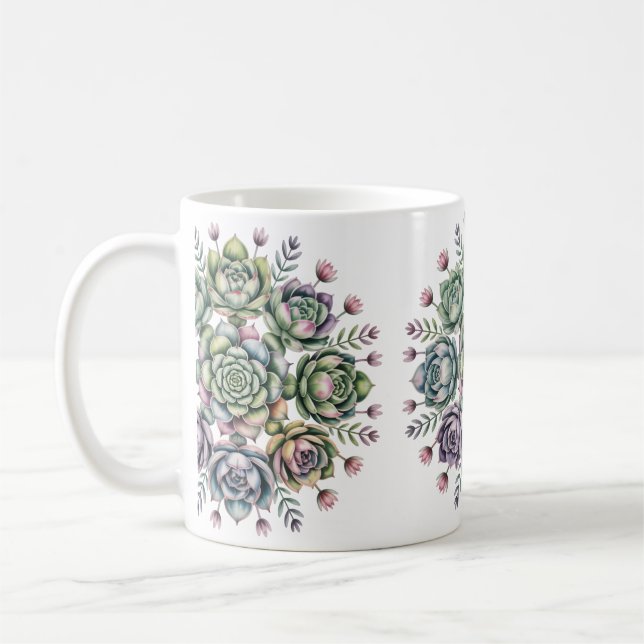 Caneca De Café Succulent mandala pattern (Esquerda)