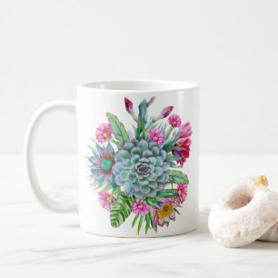 Caneca De Café Succulents Echeveria Cactus Flowers