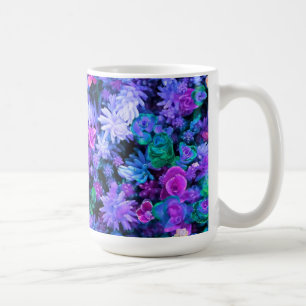 Caneca De Café Succulents florais cor-de-rosa e roxos femininos