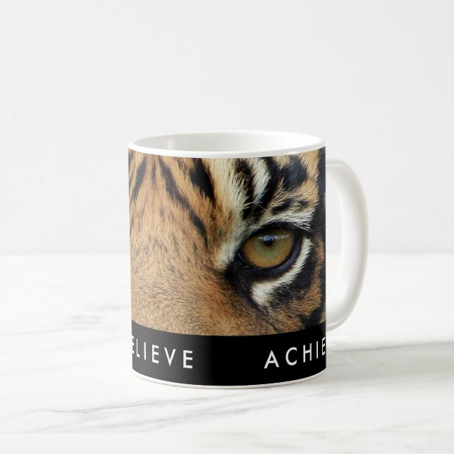 Caneca De Café Sucesso Motivacional Alcançar Cotações Pretas e Br (Frente Esquerda)