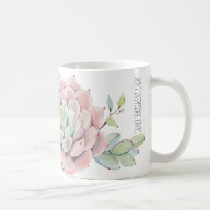 Caneca De Café Suculenta e louca, suculenta, mug rosa, suculenta