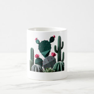 Caneca De Café Suculentas Minimalistas do Deserto Geométrico