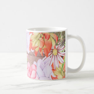 Caneca De Café Sucultos Rásticos de Aquarela