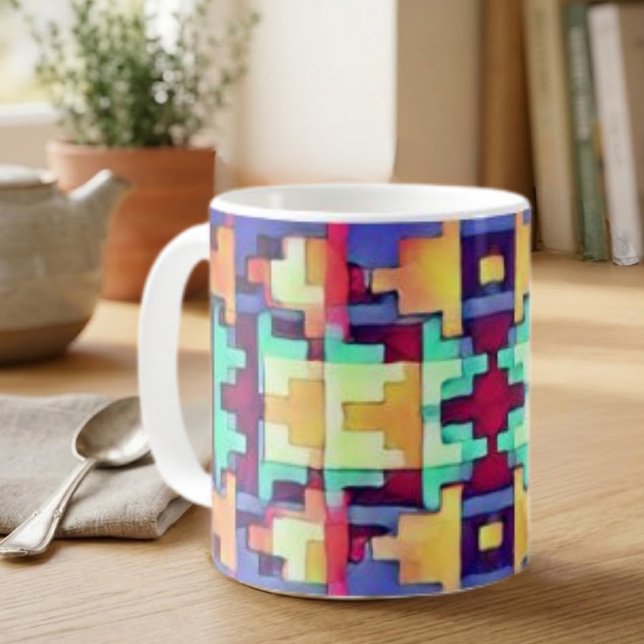 Caneca De Café Sudoeste Abstrato Brilhante (Criador carregado)