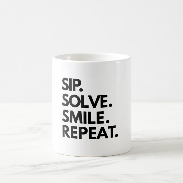 Caneca De Café Sudoku lança Copa escolhida:Sip Solve Smile Repeti (Centro)