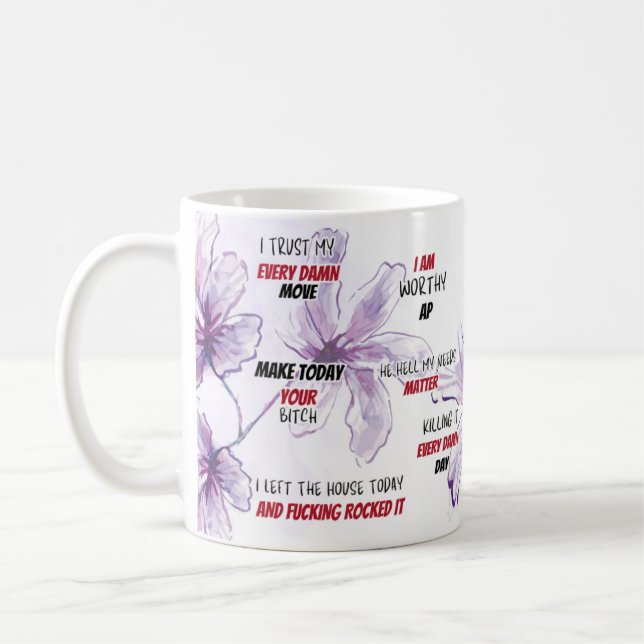 Caneca De Café Sudorar Afirmação de Aquarela Floral (Esquerda)
