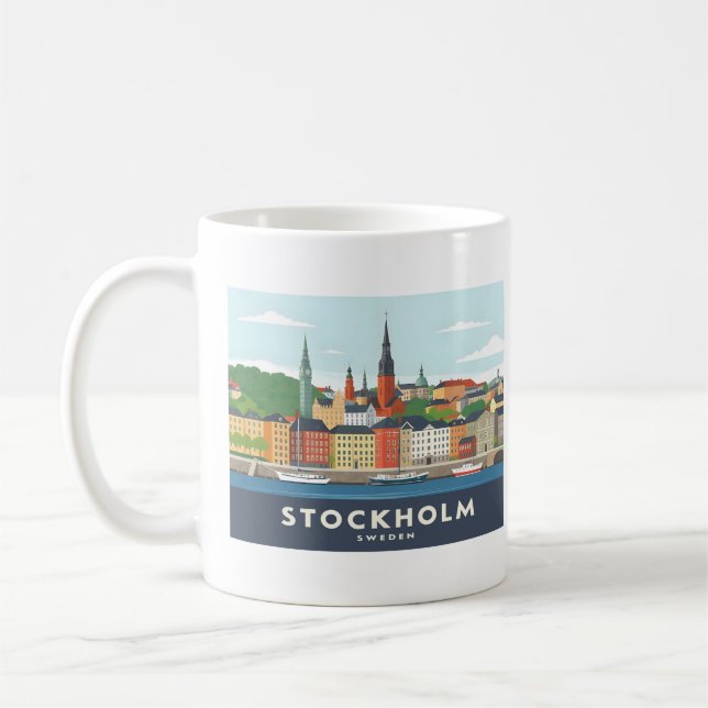 Caneca De Café Suecia Estocolmo Gamla Stan Pastel (Esquerda)