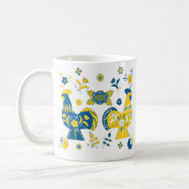 Caneca De Café Sueco Dala Rooster l Azul e Amarelo