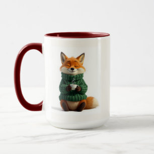 Caneca de Café Suéter Aconchegante Raposa Vermelha