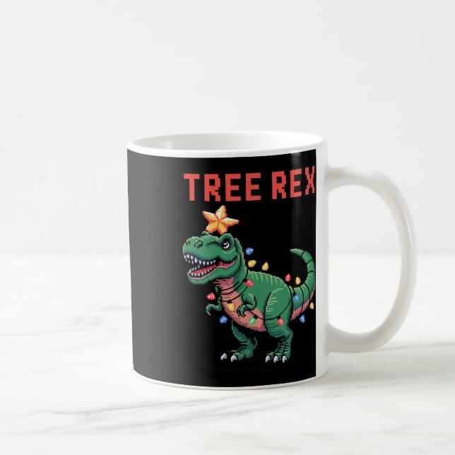 Caneca De Café Suéter de Natal Feio do Tree Rex Dinossauro  (Direita)