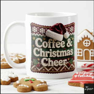 Caneca De Café Suéter de Tricô de Natal Café & Papai Noel de Nata