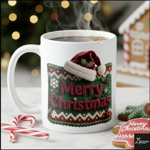 Caneca De Café Suéter de Tricô de Natal Chapéu de Papai Noel Feli