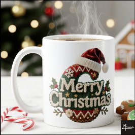 Caneca De Café Suéter de Tricô de Natal Chapéu de Papai Noel Feli