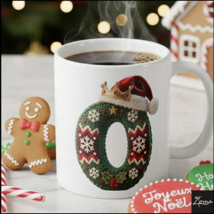 Caneca De Café Suéter de Tricô de Natal com Letra O e Chapéu de P