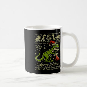 Caneca De Café Suéter Feio de Natal de Dinossauro - Natal Diverti