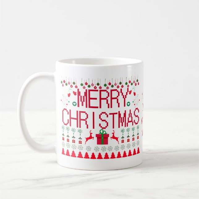 Caneca De Café Suéter Feio 'Tudo Que Ganhei no Natal' Alegre (Esquerda)