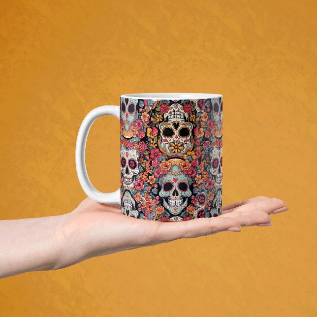 Caneca De Café Sugar Skull Dia de Los Muertos (Criador carregado)