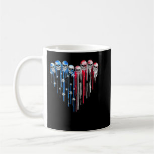 Caneca De Café Sugar Skull Heart American Flag 4 De Julho Patrio