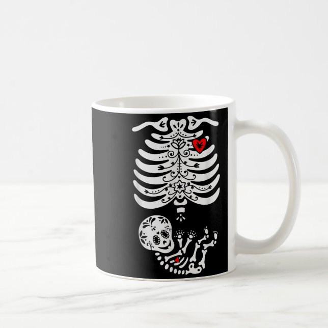 Caneca De Café Sugar Skull Skeleton Halloween Pregnancy Annouceme (Direita)