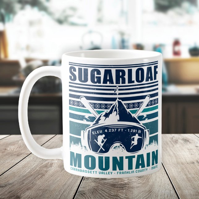 Caneca De Café Sugarloaf Mountain Maine Vintage Souvenirs (Criador carregado)