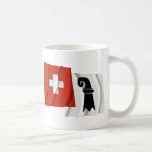 Caneca De Café Suiça & bandeiras de ondulação de Basileia-Stad