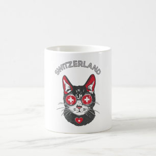 Caneca De Café Suiça do Mascote do Gato do Mascote do Ventilador