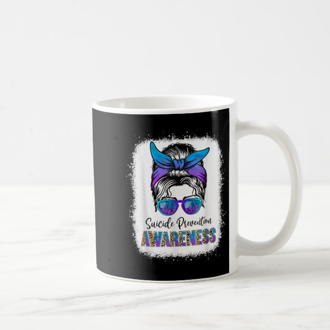 Caneca De Café Suicide Awareness Shirt Messy Bun Hair Suicide Pre (Direita)