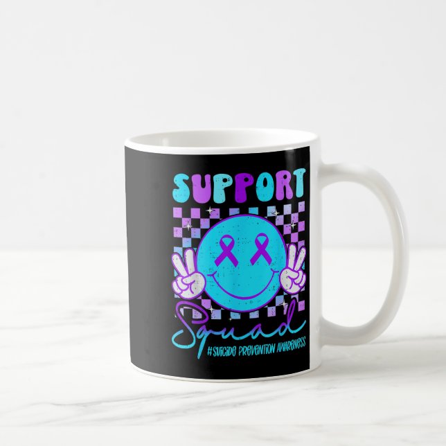 Caneca De Café Suicide Awareness Teal &amp; Purple Ribbon Suprt G (Direita)
