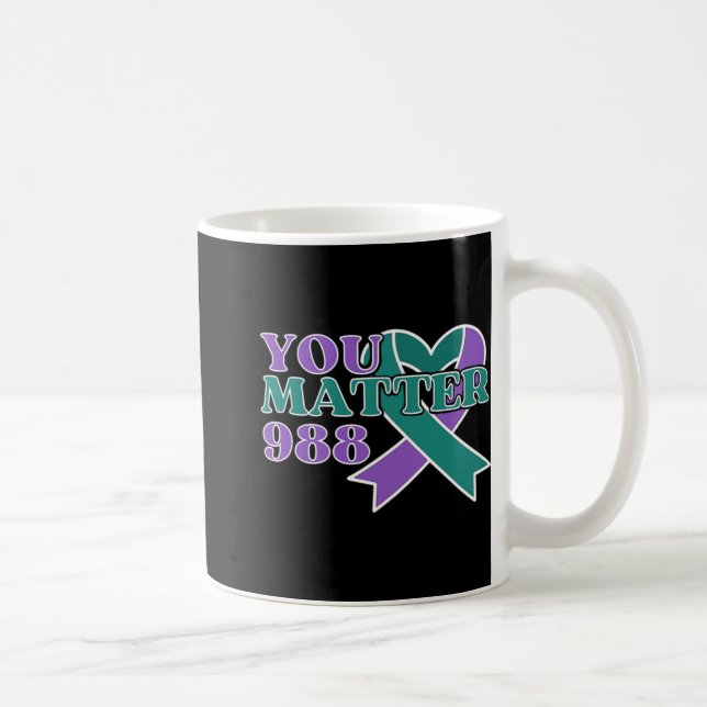 Caneca De Café Suicide Prevention 988 You Problem Awareness Ribbo (Direita)