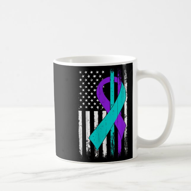 Caneca De Café Suicide Prevention Awareness American Flag  (Direita)