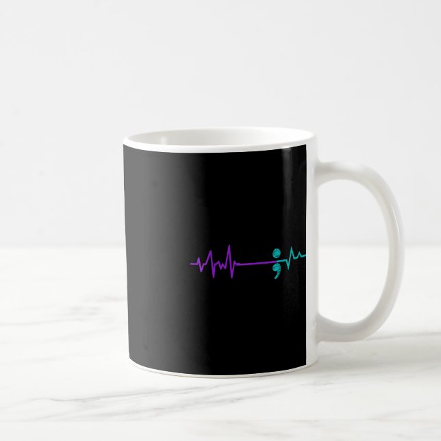 Caneca De Café Suicide Prevention  Awareness Semicolon Stay  (Direita)