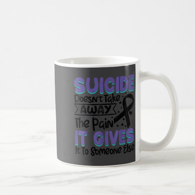 Caneca De Café Suicide Prevention Awareness Teal &amp; Purple Rib (Direita)