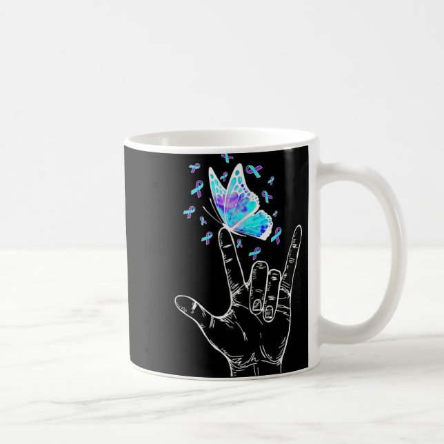 Caneca De Café Suicide Prevention Awareness Week Butterfly Love H (Direita)