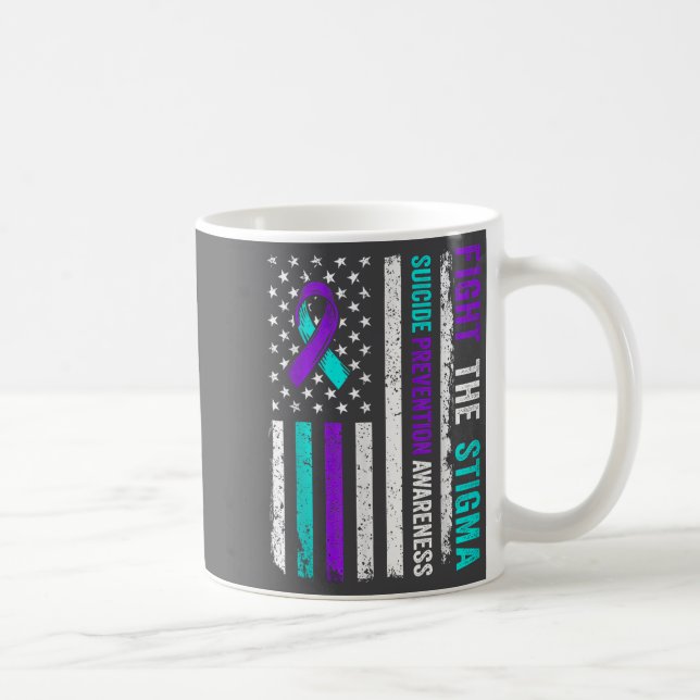 Caneca De Café Suicide Prevention Suprt Fight Stigma Suicide Awar (Direita)