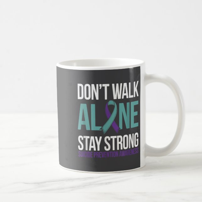 Caneca De Café Suicide Prevention Teal Purple Ribbon Suprt  (Direita)