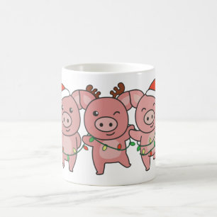Caneca De Café Suínos de Natal de Porcos Porcos