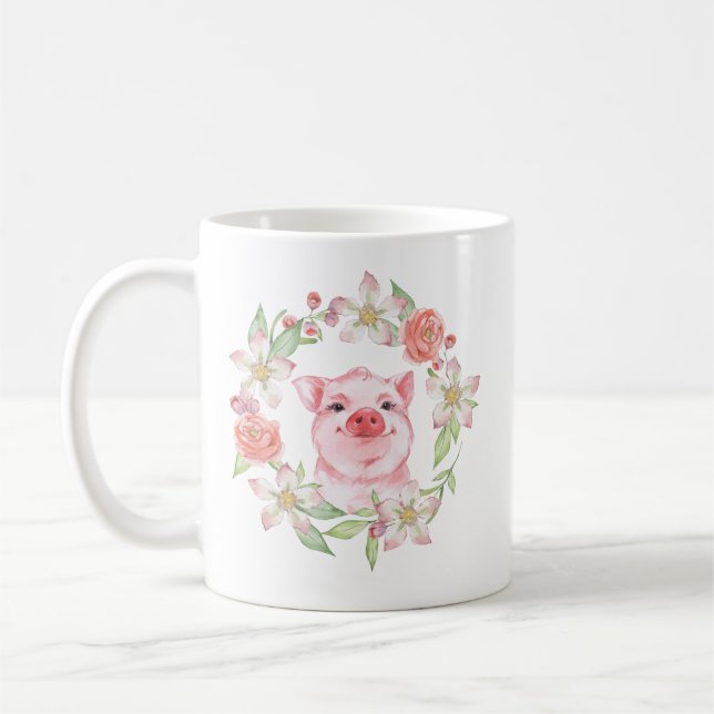 Caneca De Café Suínos e flores (Esquerda)