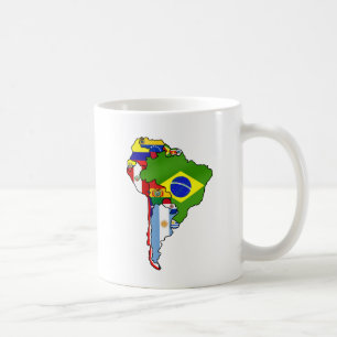 Caneca De Café Sul - bandeiras americanas do mapa de Ámérica do