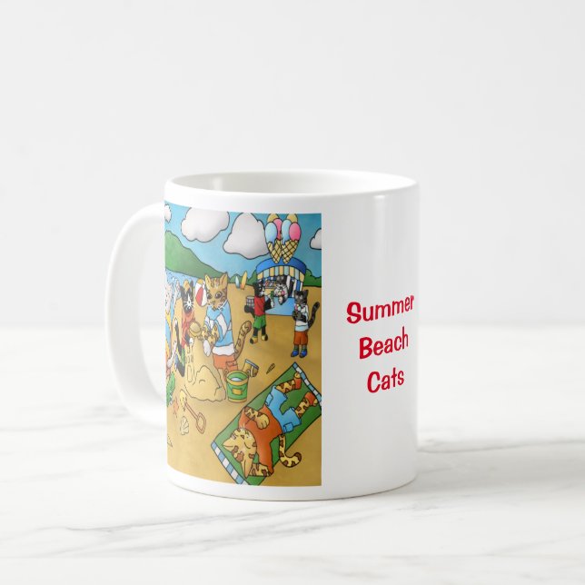 Caneca De Café Summer Beach Cats (Frente Esquerda)
