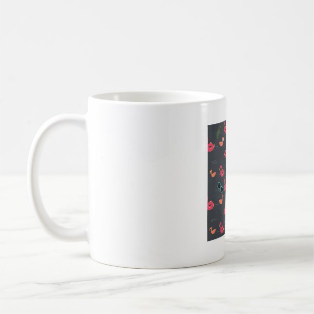 Caneca De Café summer flamingo beach party black (Esquerda)