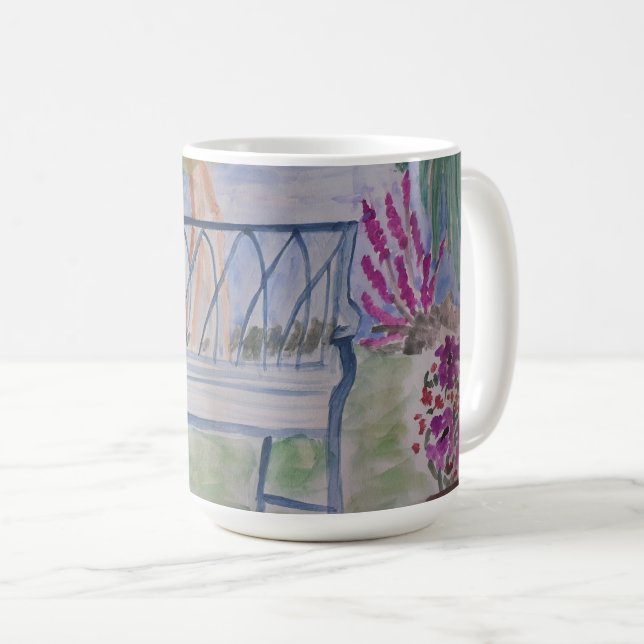 Caneca De Café Summer Garden Bench (Frente Esquerda)
