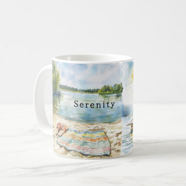 Caneca De Café Summer Lake Serenity (Frente Esquerda)