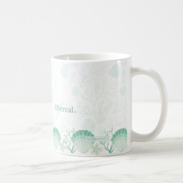 Caneca De Café Summer Pearl Watercolor Ocean Design (Direita)