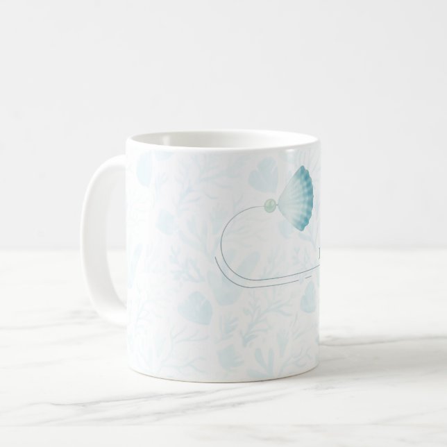 Caneca De Café Summer Pearl Watercolor Ocean Design (Frente Esquerda)