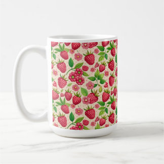 Caneca De Café Summer Raspberry Garden Botanical Fruit Pattern