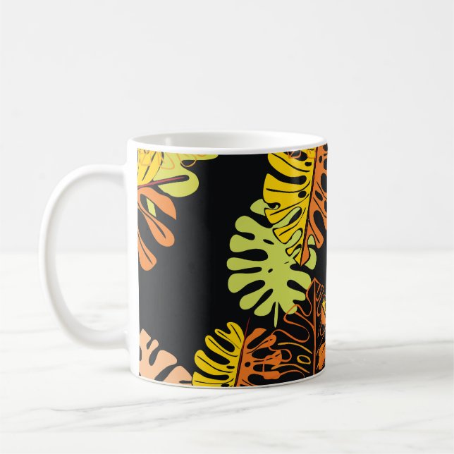 Caneca De Café Summer Tropical Leaves Vintage Design (Esquerda)
