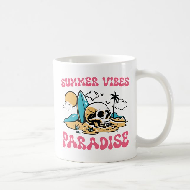 Caneca De Café Summer Vibes Paraíso - Crânio (Direita)